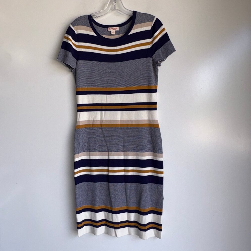 Brooks Brothers Red Fleece Striped Knit Dress Size Small